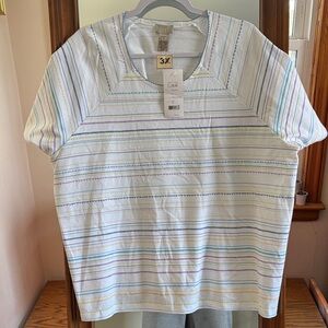 Sigrid Olsen Sport Women's Striped White Shirt 3X NWT